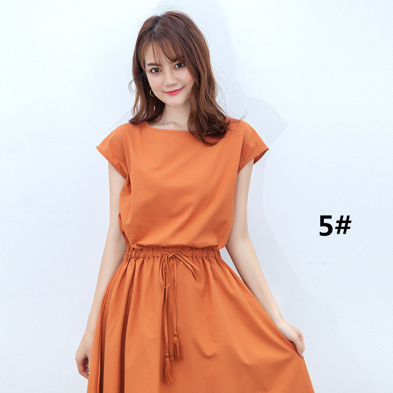 50代ファッション 夏新作半袖ワンピース上品な麻素材ロング丈選べる4色