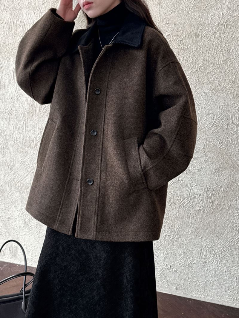 50代ファッション 上品ウールコート レディース 襟付き 冬アウター 二色展開