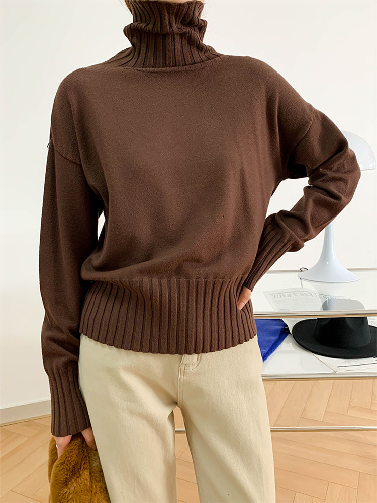 50代ファッション 上品な暖かさ タートルネック 長袖ニット
