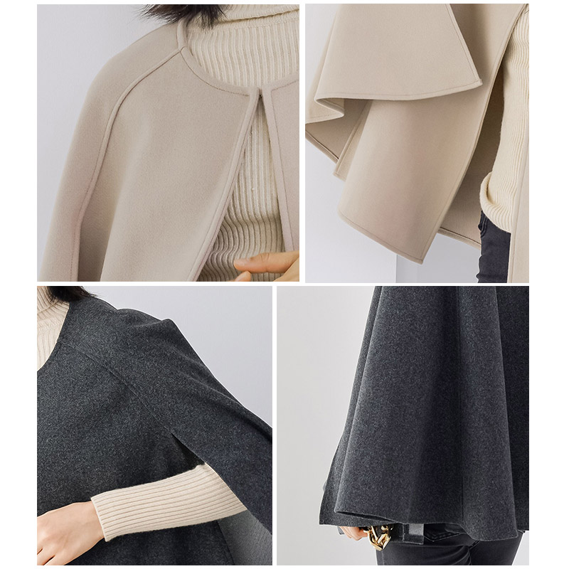 50代ファッション 秋冬新作ポンチョ風ケープコート上品羽織り