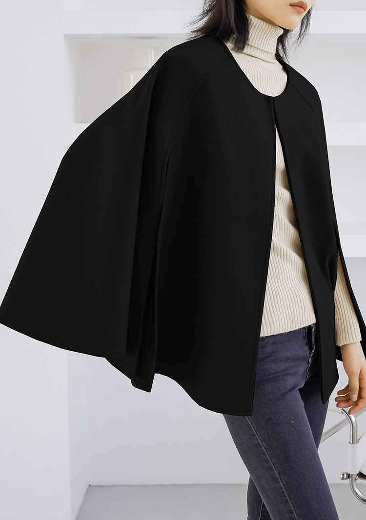 50代ファッション 秋冬新作ポンチョ風ケープコート上品羽織り