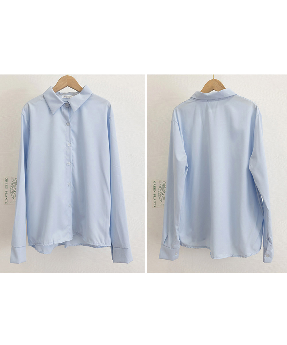 50代ファッション 上品な薄手長袖シャツブラウス　襟付きレディース