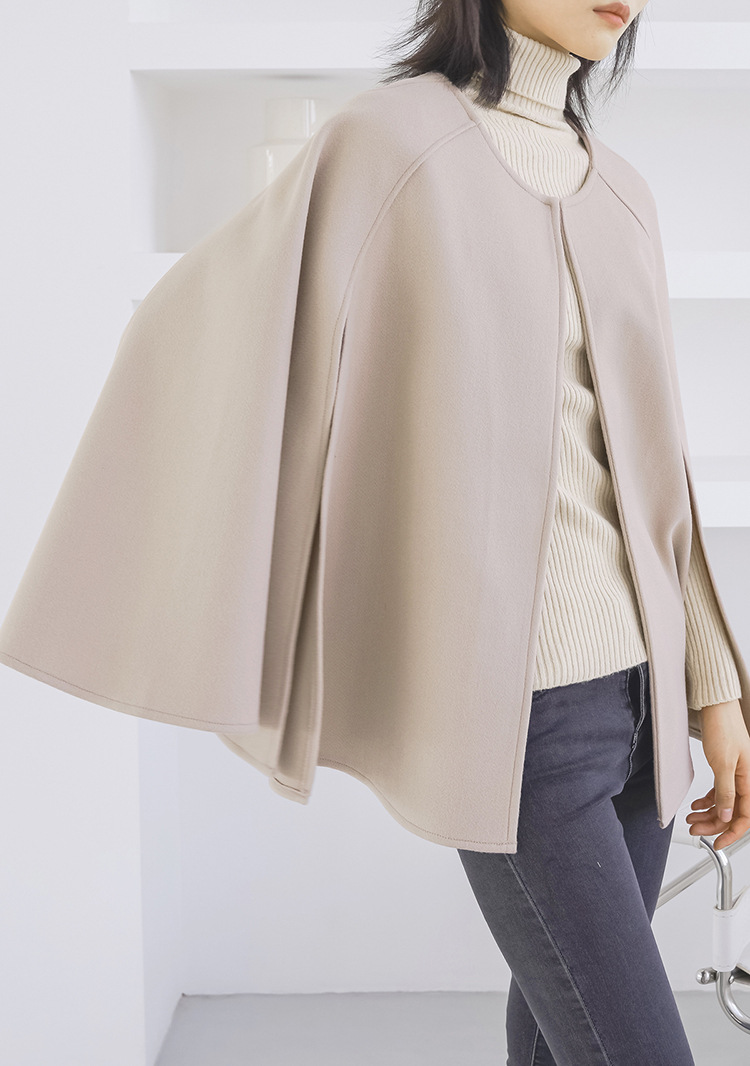 50代ファッション 秋冬新作ポンチョ風ケープコート上品羽織り