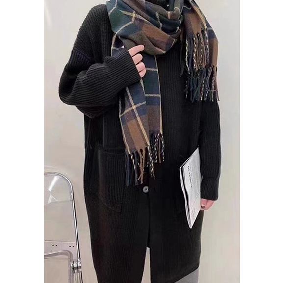 50代ファッション 体型カバーロングニットカーディガン