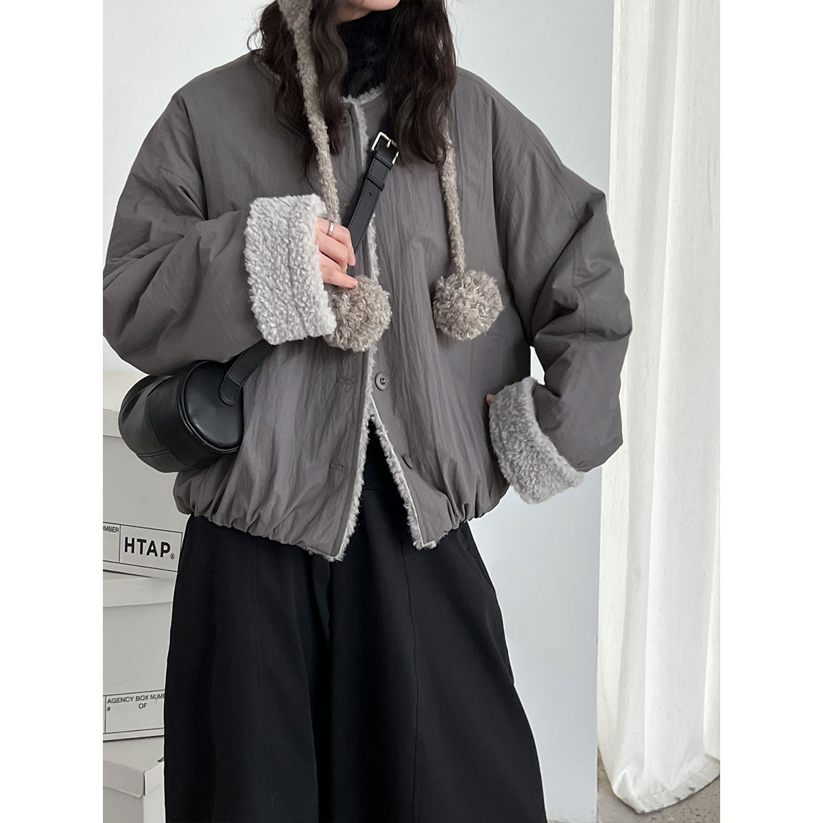 50代ファッション 裏起毛ボアジャケット レディース 冬物アウター