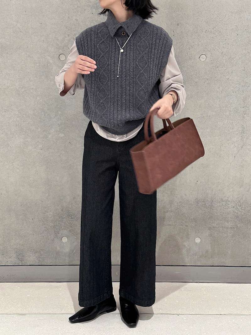 50代ファッション 大人のゆったりワイドデニム