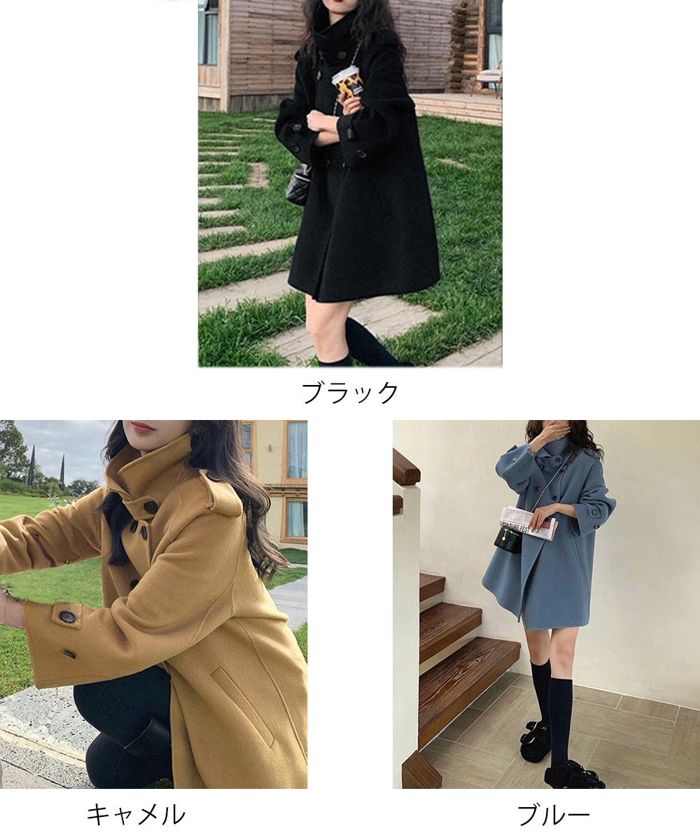 50代ファッション 上品ダブルボタン膝丈トレンチコート