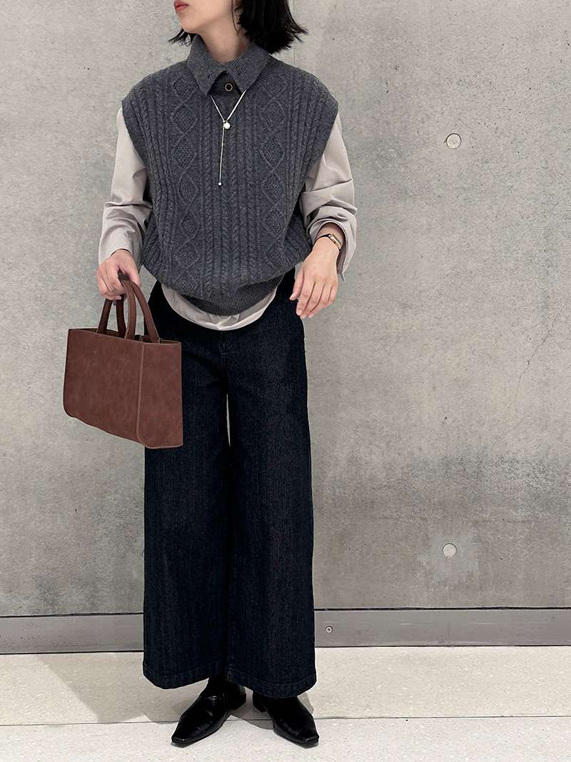 50代ファッション 大人のゆったりワイドデニム