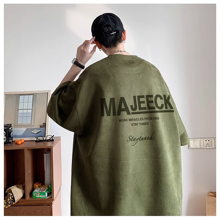 シンプルファッション レトロロゴオーバーサイズ半袖Tシャツ
