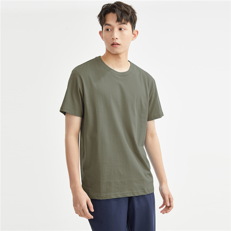 シンプルファッション 純綿素材シンプル丸首半袖Tシャツ