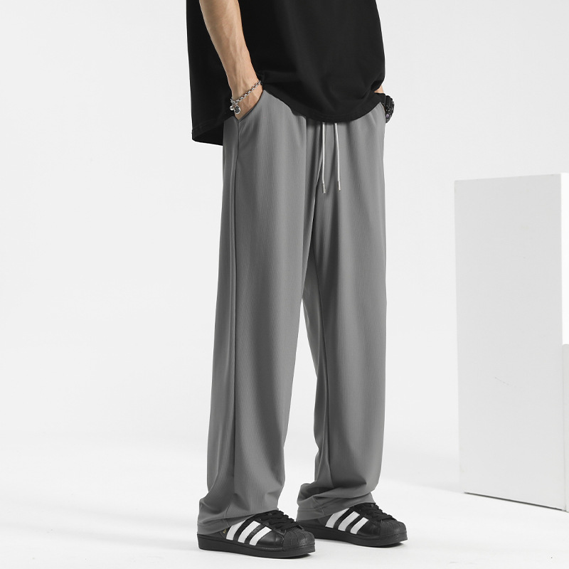 シンプルファッション 冷感ストレートワイドパンツ