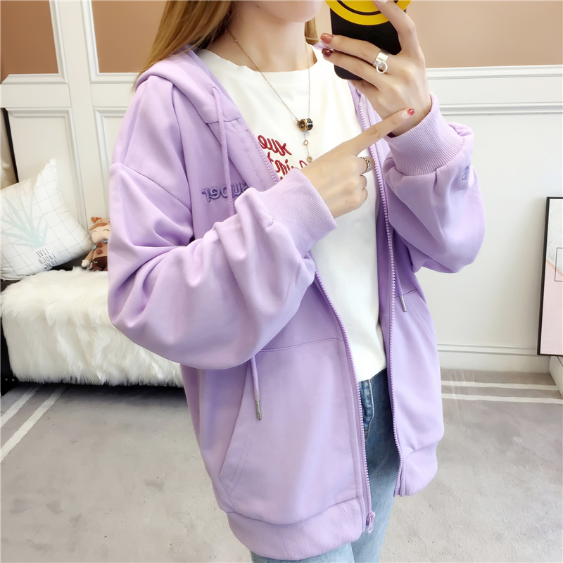 シンプルファッション ゆったりシルエットジップアップパーカー