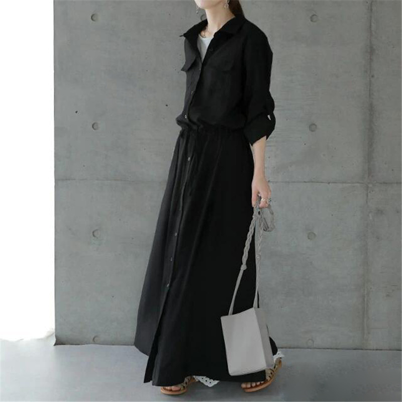 リラックスシャツワンピース シンプルファッション