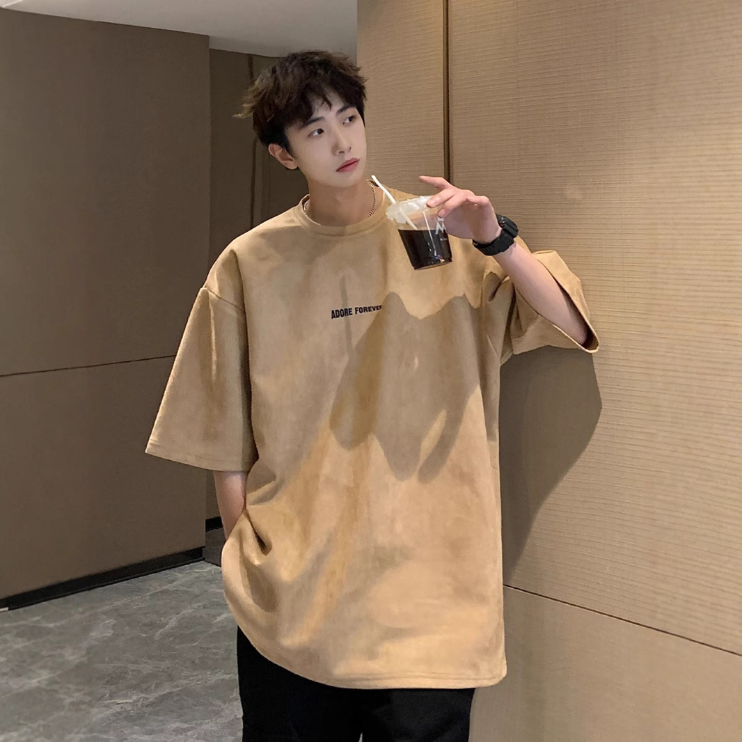シンプルファッション ヘビーウェイト ゆったり シンプル半袖Tシャツ