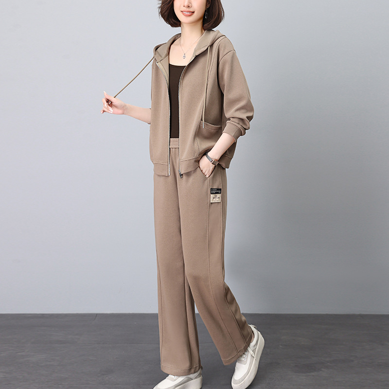 シンプルファッション シンプル上品パーカー上下セット