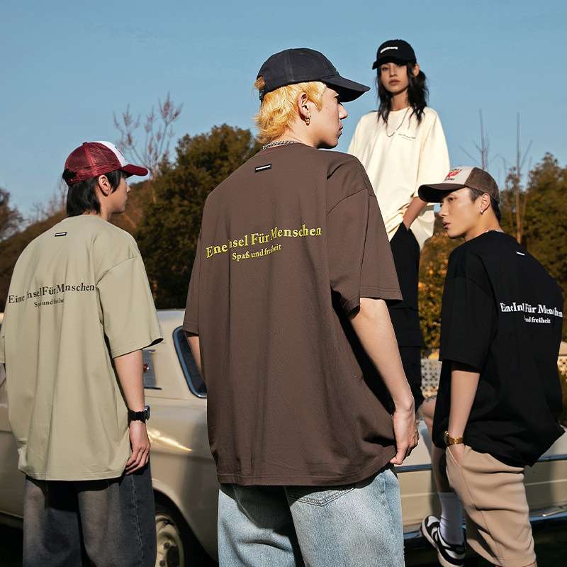 シンプルファッション 人間島 リラックスフィットTシャツ