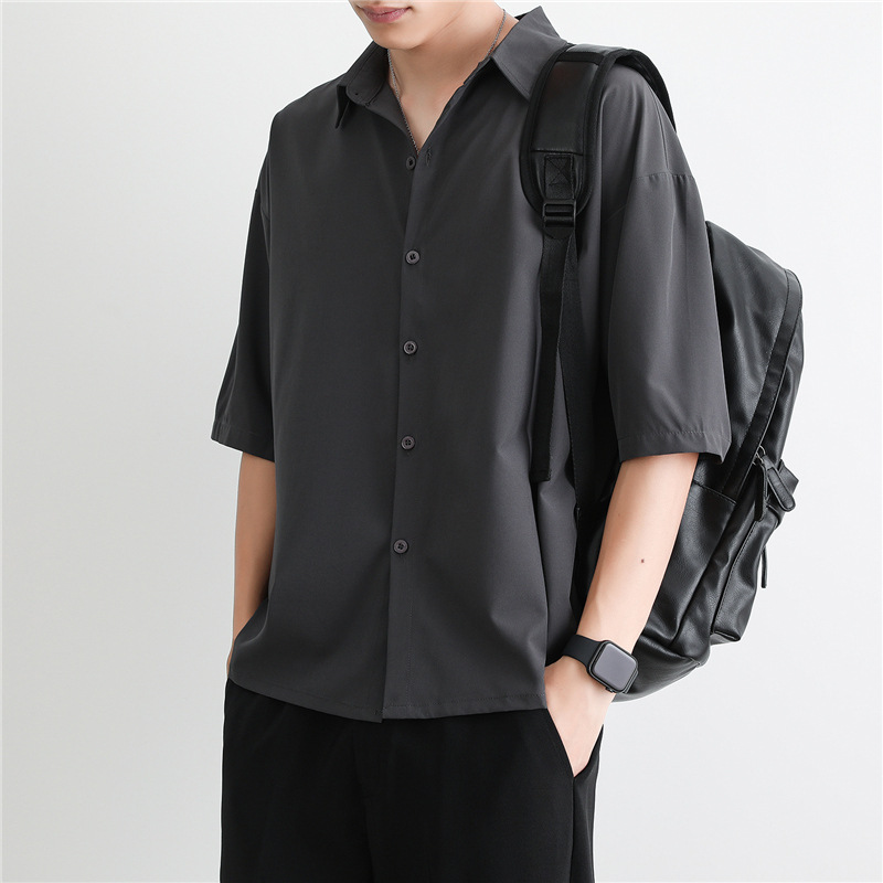 シンプルファッション 洗練ゆったり五分袖シャツ