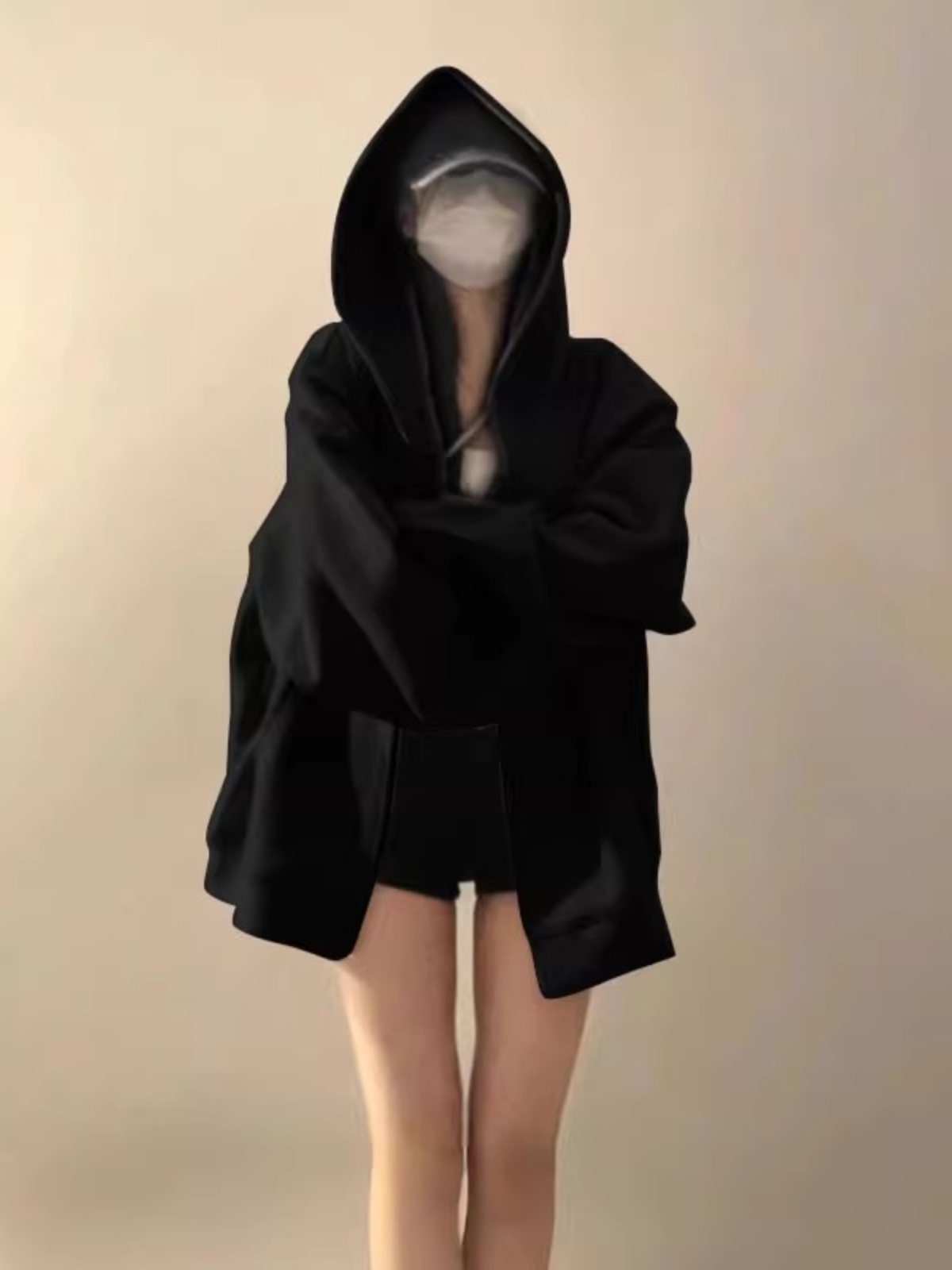 シンプルファッション シンプルゆるシルエットフードパーカー