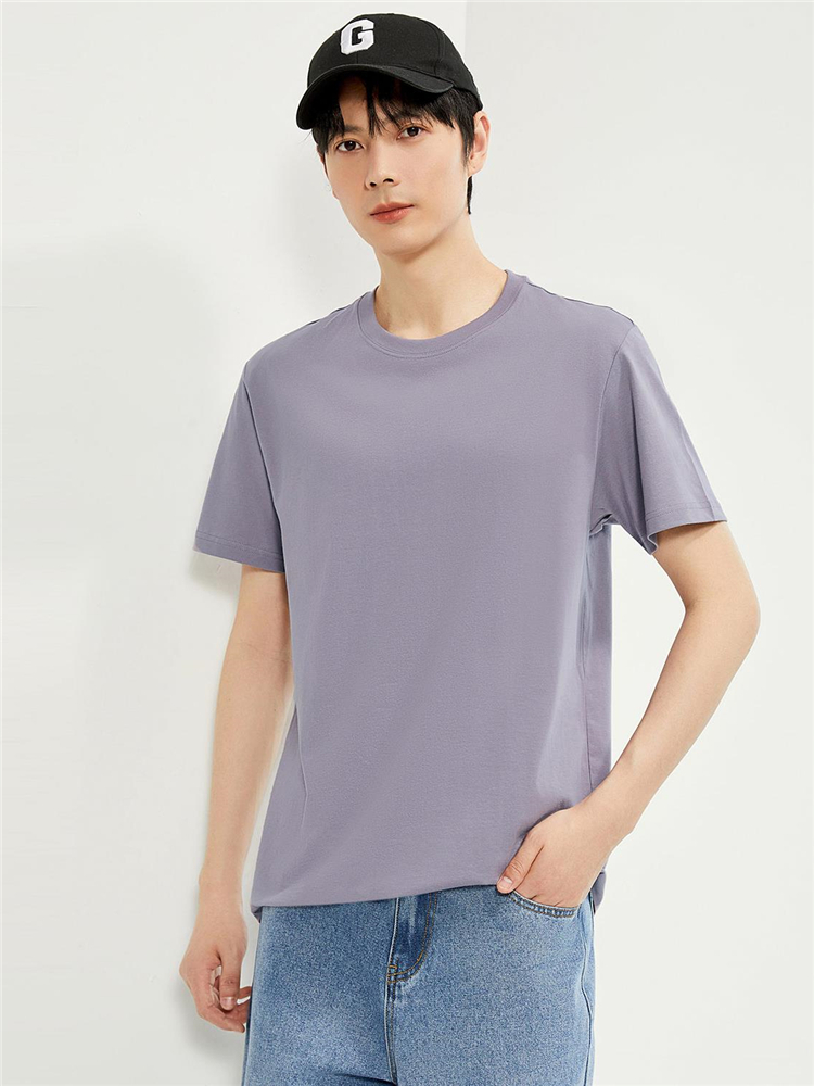 シンプルファッション 純綿素材シンプル丸首半袖Tシャツ