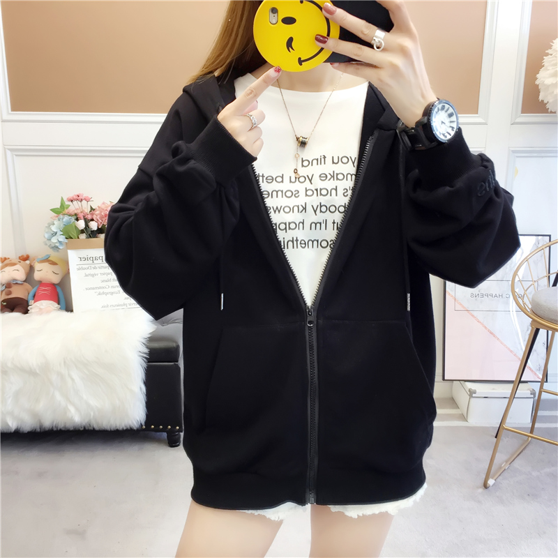 シンプルファッション ゆったりシルエットジップアップパーカー