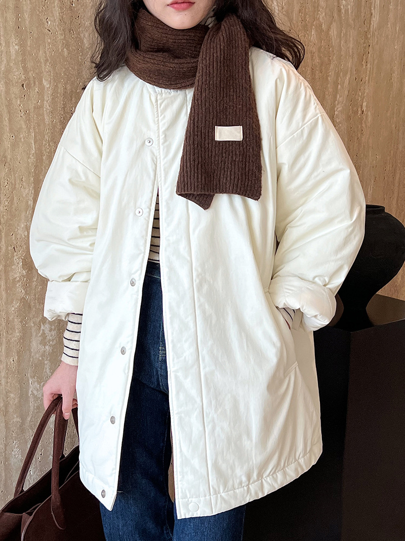 シンプルファッション レディース中綿入りロングジャケット