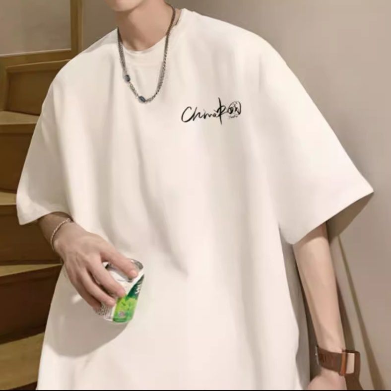 シンプルファッション ゆったりシルエット 純綿半袖Tシャツ