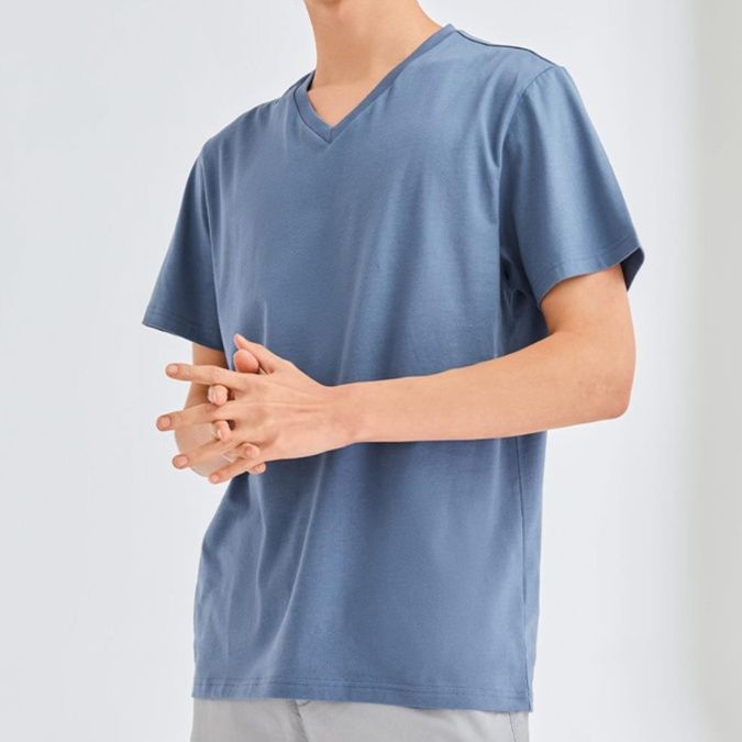 シンプルファッション 純綿素材シンプル丸首半袖Tシャツ