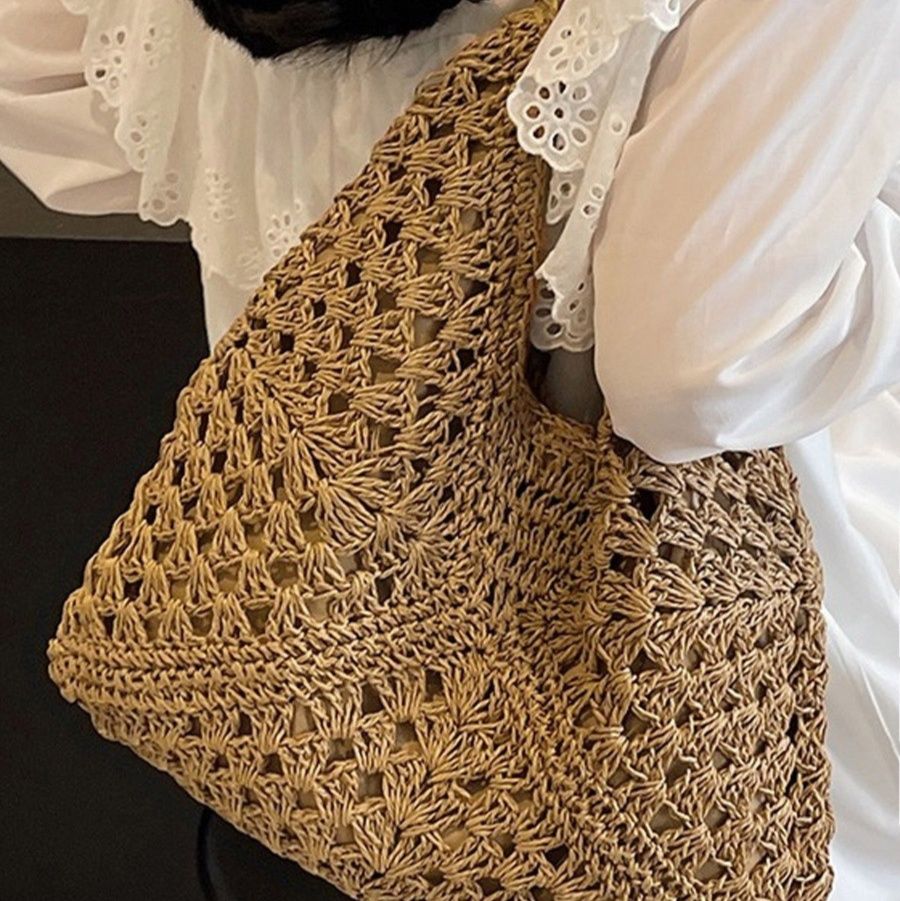 シンプルファッション 軽量編み込みかごバッグ レディース天然素材