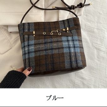 シンプルファッションバッグ チェック柄ベルトバックル付きショルダーバッグ