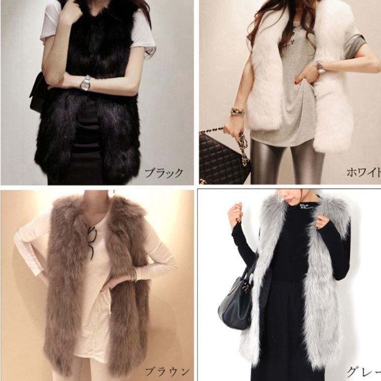 シンプルファッションジャケット ふわふわ毛皮ベスト レディース 前開きジレ ジャケット