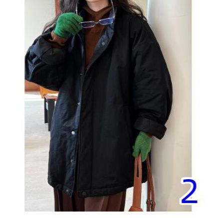 シンプルファッションジャケット レディース中綿入りロングジャケット