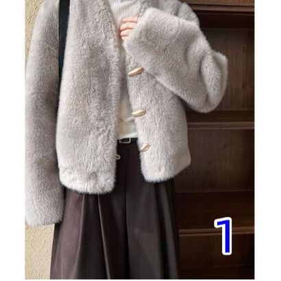 シンプルファッション カーディガン／ポレロふわふわファー調カーディガン トグルボタン