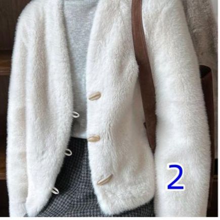 シンプルファッション カーディガン／ポレロふわふわファー調カーディガン トグルボタン