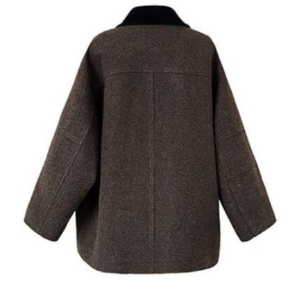 シンプルファッションコート レディース 襟付きオーバーサイズウールコート 