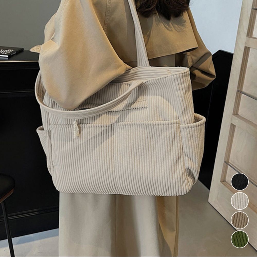 シンプルファッション バッグコーデュロイ大容量トートバッグ多機能