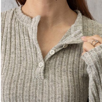 シンプルファッションワンピース リブニットタイトシルエット長袖ワンピース 