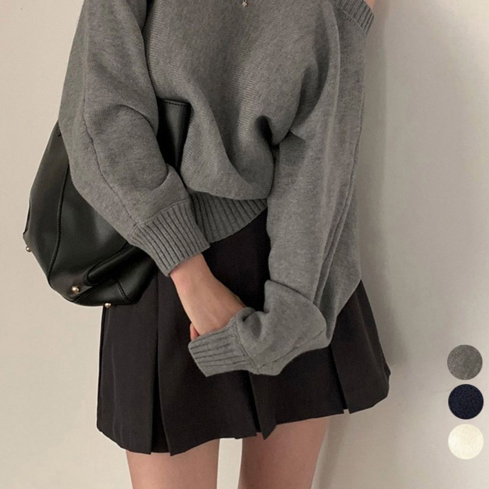 シンプルファッションニット ワンショルダートップス