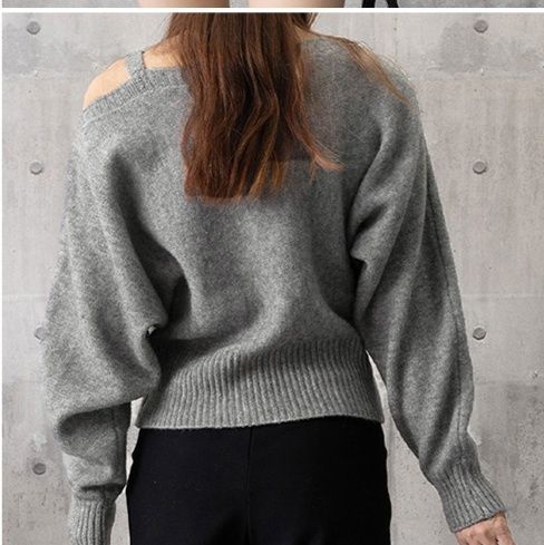 シンプルファッションニット ワンショルダートップス