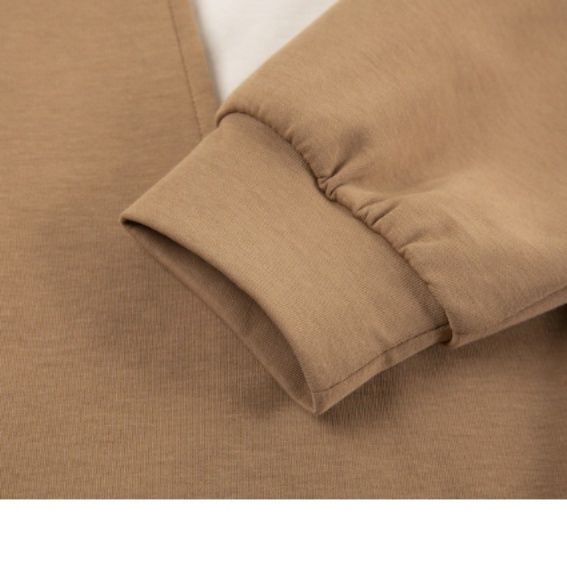 シンプルコーデ トップス ゆったり長袖 無地スウェットプルオーバー