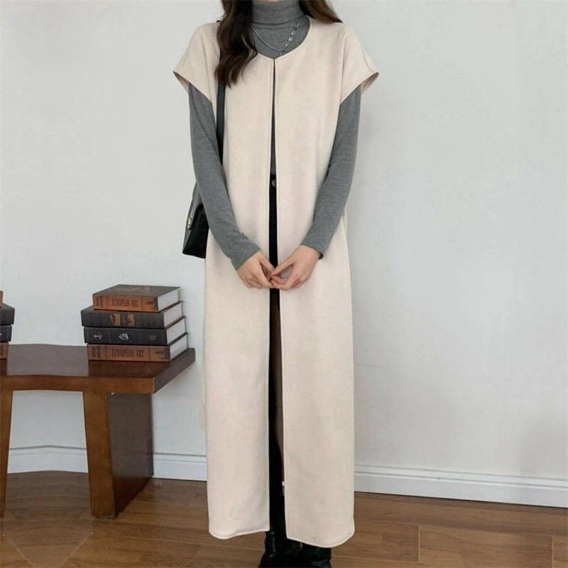 シンプルコーデ 秋冬新作 無地ロングコート 厚手マント レディース