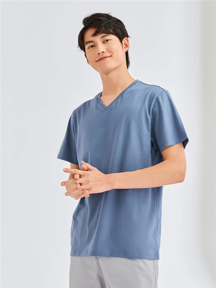 シンプルファッション 純綿素材シンプル丸首半袖Tシャツ