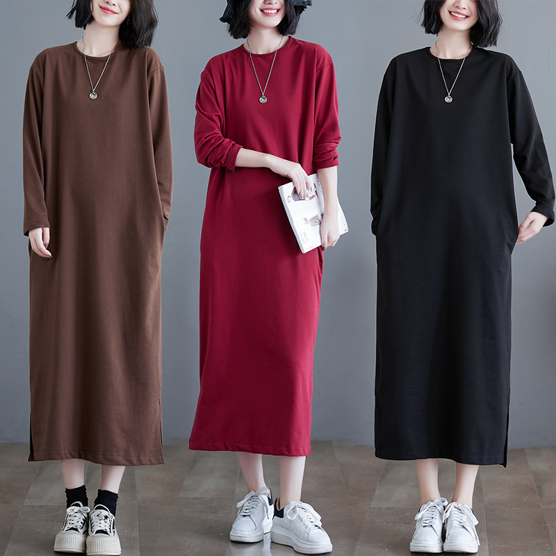 リラックスミディ丈ワンピース シンプルファッション