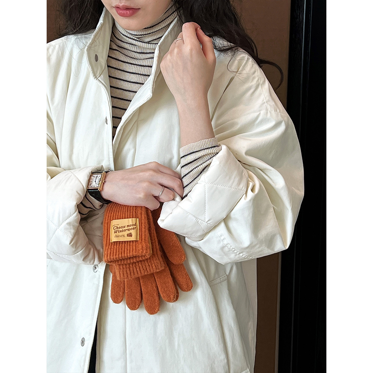 シンプルファッション レディース中綿入りロングジャケット