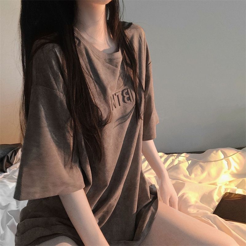 シンプルファッション レトロオーバーサイズ半袖Tシャツ