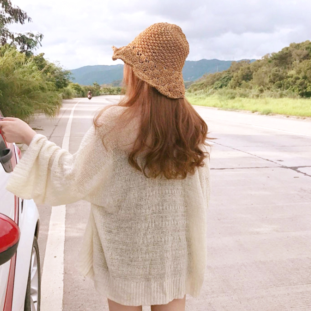 シンプルファッション 薄手ニットカーディガン 前開き 夏 羽織り