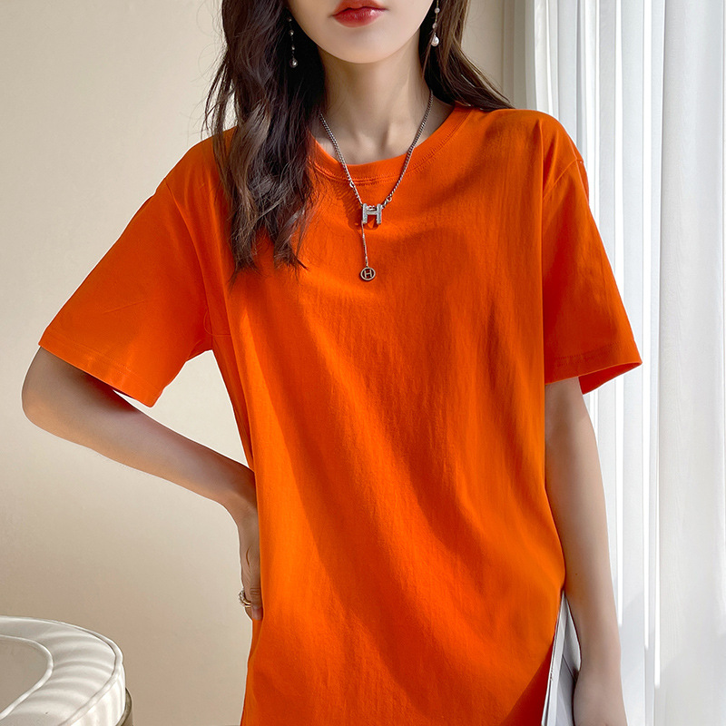 シンプルファッション ベーシック純綿ラウンドネックTシャツ