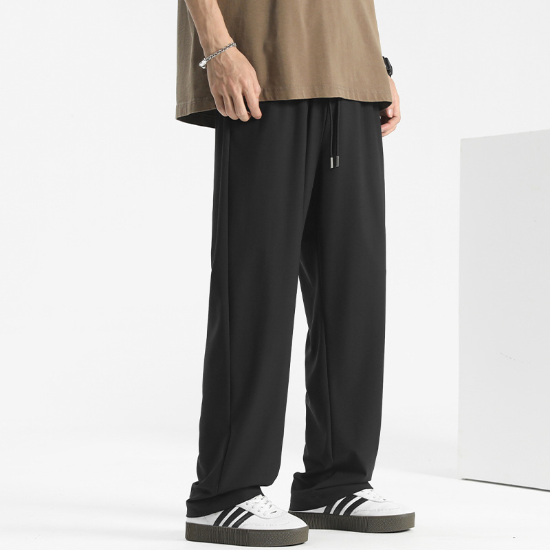 シンプルファッション 冷感ストレートワイドパンツ