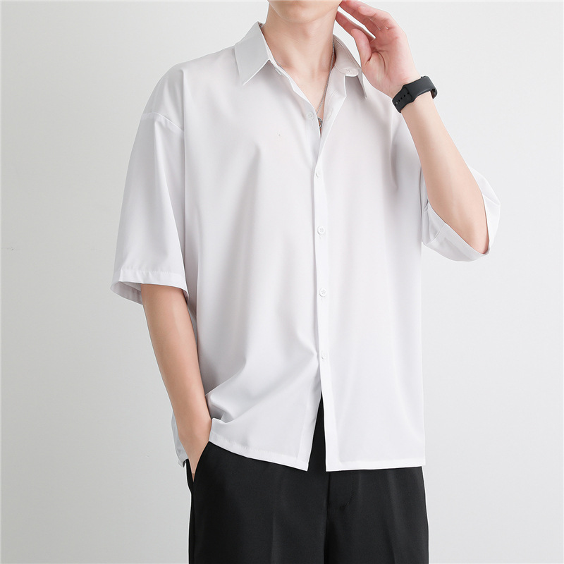シンプルファッション 洗練ゆったり五分袖シャツ
