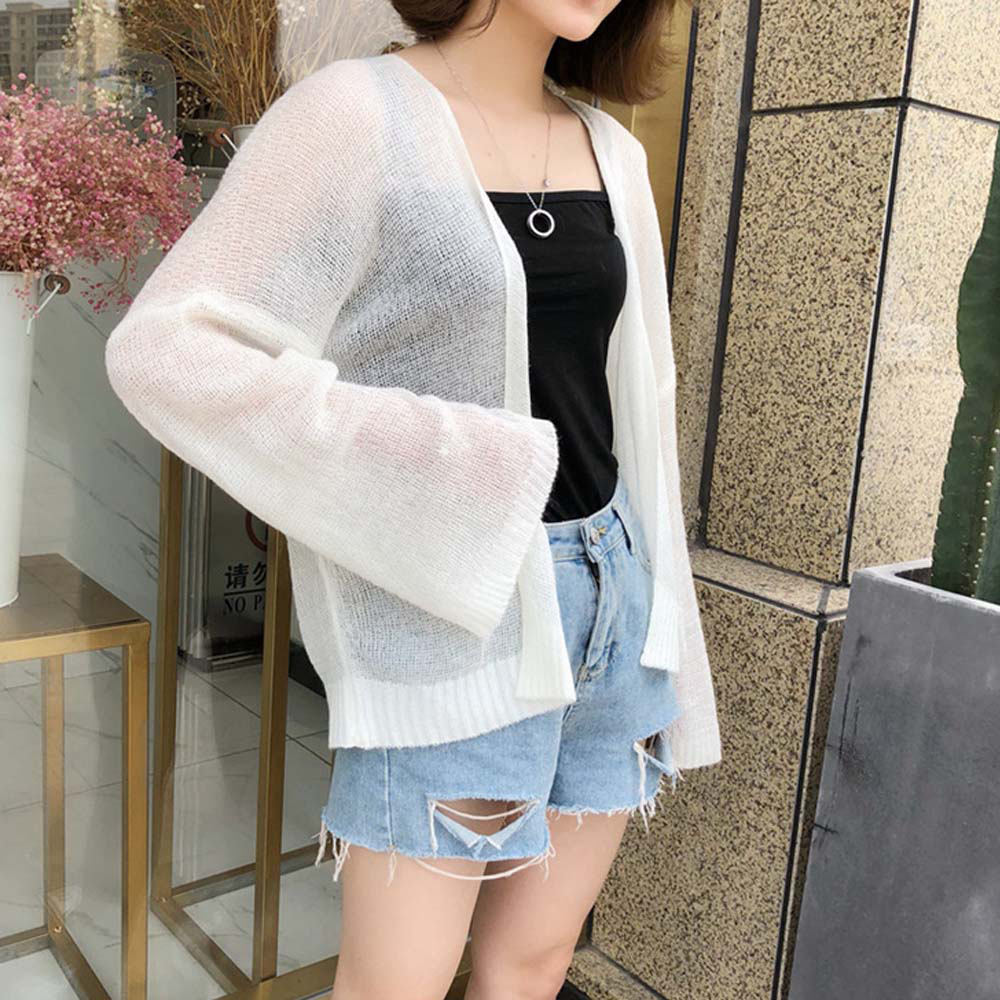 シンプルファッション 薄手ニットカーディガン 前開き 夏 羽織り