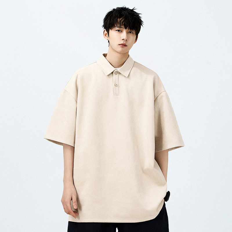 シンプルファッション オーバーサイズ半袖ポロシャツ